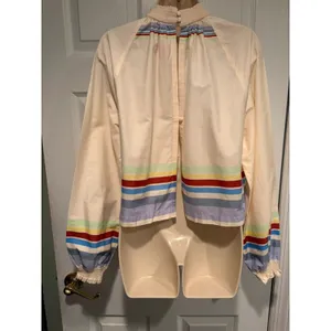 Free People XS Y2K Cropped Boho Top Rainbow Stripe 73 Festival Cottagecore Retro thumbnail 7