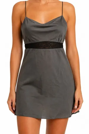 Zara Trafaluc Silk-Look Mini Slip‎ Dress with Lace Detail thumbnail 1