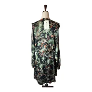 Johanna Ortiz‎ X H&M Dress Women Medium Green Tropical Floral Flounce Mini NWT thumbnail 4