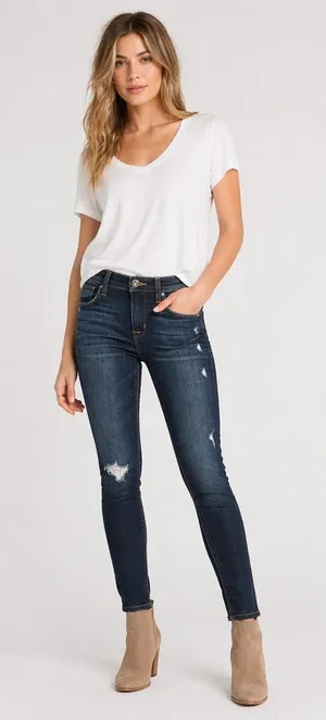 Hudson Natalie Mid Rise‎ Super Skinny Distressed Jeans thumbnail 1