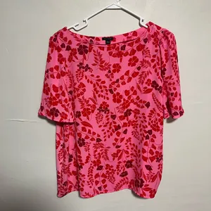 Ann Taylor Pink and Red Patterned Blouse thumbnail 1