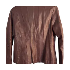 Metrostyle Leather Jacket Womens Size 12 Burgundy Lined Button Front Classic Red thumbnail 4