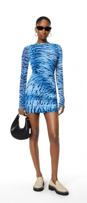 Zara Blue Tiger Print Dress thumbnail 1