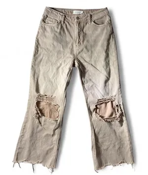 Bohme Charlie Distressed Cropped Flare Jeans Frayed Hem Ripped‎ Knee thumbnail 1