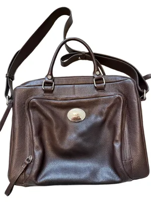 Bodhi brown pebbled leather laptop bag thumbnail 1