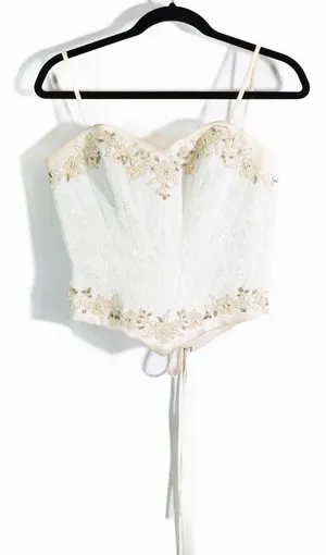 St Tropez David's Bridal Style T8007 Crystal Embroidered Lace Up Corset Top 4 thumbnail 1