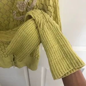 Anthropologie Sparrow Valance Lace Knit Cardigan Lime Yellow Size M Rare thumbnail 9