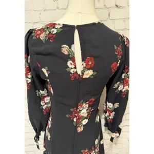 Zara Women’s Premium Denim Collection Navy Flowers Swing Dress Size Small thumbnail 3