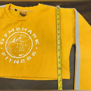 Gymshark Women Yellow Legacy Cropped Pullover Sweater Size S Stretch Gym Yoga thumbnail 5