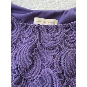 Coldwater Creek Purple Lace Knee Length Dress Size 4 Cap Sleeve​ thumbnail 7