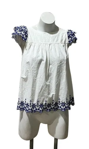 Madewell Women's Size 2 White Floral Embroidered Sleeveless Blouse thumbnail 1