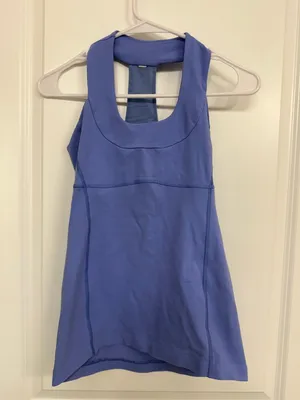 Lululemon Scoop Neck Blue Mesh Racerback Tank Built In Bra Women’s M thumbnail 3