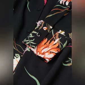 COPY - H&M Black Floral Tie Belt Waist Colorful Work Dress Size XS thumbnail 5