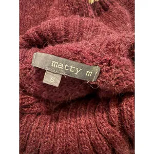 Matty M Womens Small Burgundy‎ Wool Alpaca Blend Oversized Turtleneck Sweater thumbnail 4