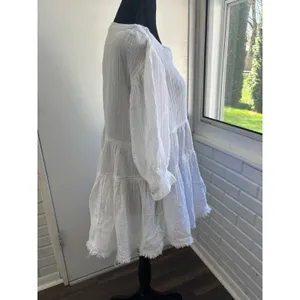 Free People Cotton Gauze Tiered‎ Trapeze Tunic Small oversized boho prairie thumbnail 3