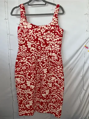 Red and White Floral Sheath Dress - Womens thumbnail 4