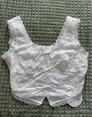 Shein White Lacy Tank thumbnail 1