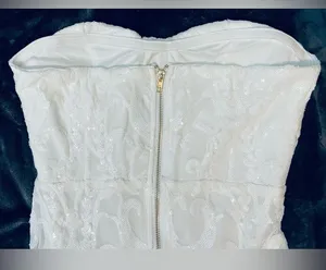 Gorgeous White Strapless Sequin Gown thumbnail 6