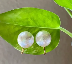 Cotton Pearl Earrings Chic & Elegant Style White thumbnail 1