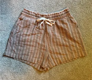 Forever 21 Beige/Brown Elastic Waist Striped Shorts thumbnail 1