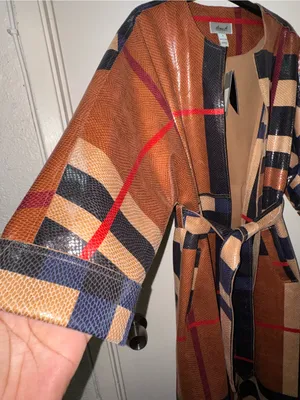 Plaid Belted Utility Trench Coat in Brown and Black thumbnail 6
