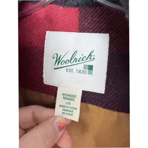 Woolrich Buffalo Plaid Wool Blend Zip Vest Red Black Women's L thumbnail 4