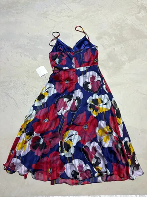 Lulus NWT all about love royal blue Floral print Midi Dress small MSRP$79 thumbnail 7