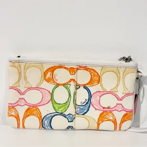COACH Hampton Scribble Wristlet Multicolor Pastel 'C' Logo thumbnail 6