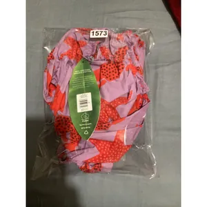 Farm Rio Lobster Sky Crop Top Purple Red Organic Cotton Puff Sleeve NWT Size M thumbnail 10