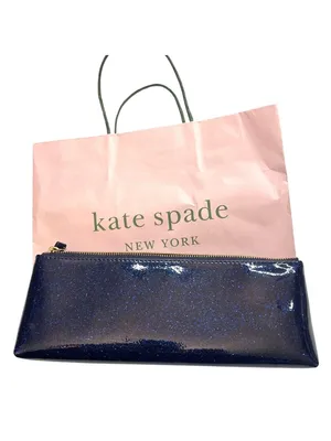 Kate Spade Glitter Bug Mattie Cosmetic Bag Navy Blue Sparkle NWT thumbnail 3