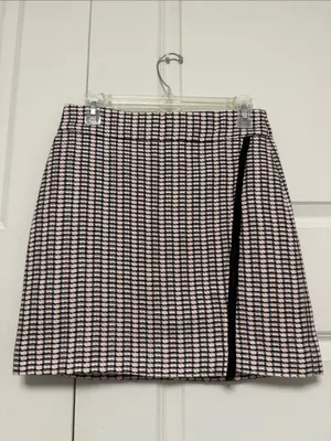 J. Crew Pink and Black Tweed Mini Skirt with Black Side Trim thumbnail 2