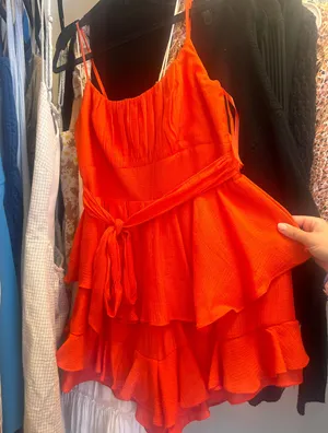Selfie Leslie Red Tie-Knot Romper thumbnail 3