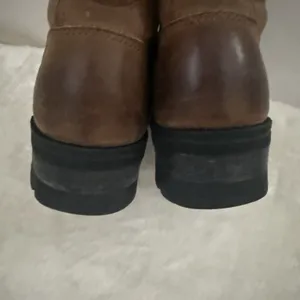 Skechers Womens 8.5 Combat Boots Brown Leather Chunky Biker Grunge Y2K thumbnail 4