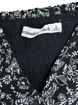 Abercrombie & Fitch Black Floral Smocked Mini Dress Size L thumbnail 6