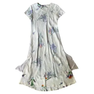 Vintage Ivory Iris Chiffon Sheer Overlay High-Low Floral Midi Dress Size 14 Mica thumbnail 3