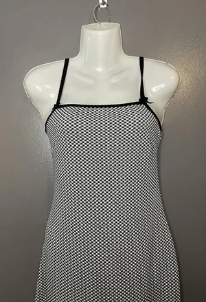 Wild Fable Dress Womens XS Black Check Slip Sundress Mini Square Neck thumbnail 1