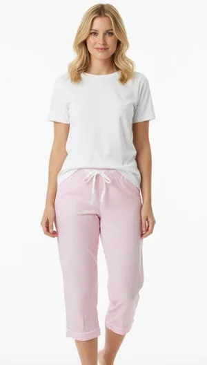 Victoria’s Secret pink striped drawstring pajamas thumbnail 1