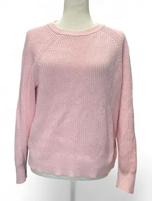 J. Crew Womens Powder Pink Cable Knit Crewneck‎ Barbiecore Sweater Large thumbnail 1
