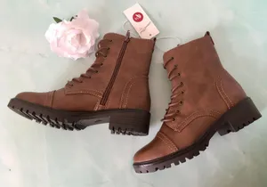 Combat Boots, Size 6 1/2 Brown thumbnail 2