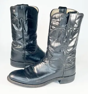 Justin Boots Original Roper Black Leather Western Cowboy Boots Women 6 thumbnail 1