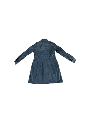 Frye Denim Shirt Dress Womens L Western Long Sleeve Button Front Mini Blue thumbnail 5