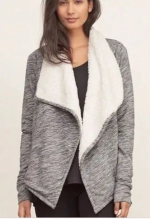 Abercrombie & Fitch‎ Fleece Open Front Waterfall Sherpa Jacket Size S thumbnail 1