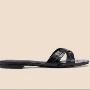 Reformation Margaret Black Croc X sandals. Size 7.5 thumbnail 2