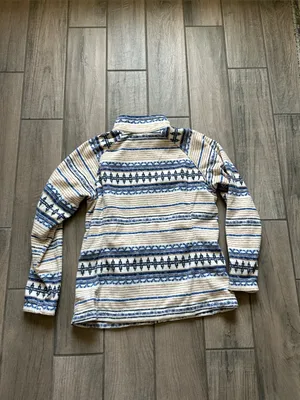Columbia Cream & Blue Striped Full-Zip Fleece Jacket thumbnail 4