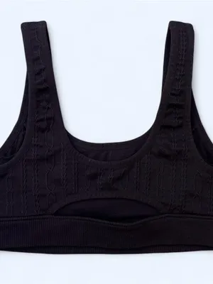 ALO Yoga cable knit black sports bra yoga Pilates gym activewear running size XS thumbnail 4