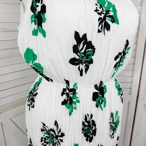 Banana‎ Republic Crinkle Pleat Chiffon Floral Maxi Dress White Green XL thumbnail 9