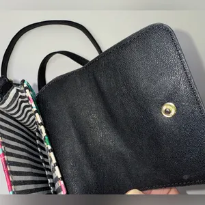 Betsey Johnson Crossbody Purse Wallet Handbag‎ Roses Stripes Snap Y2K Girlie Fem thumbnail 9