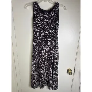 Perceptions Petite Brown & White Polka Dot Sleeveless Midi Dress - Size 4P thumbnail 6