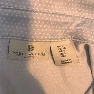 Rorie Whelan Golf Polo Shirt Women's Small Light Blue Dot Pattern Short‎ Sleeve thumbnail 2