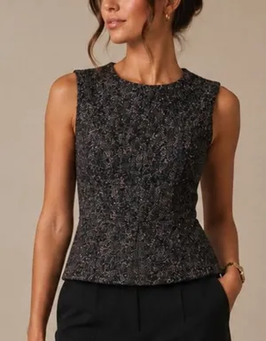Derek Lam Silk Alpaca Tweed Peplum Top Womens 4 Gray Career Work Academia Office thumbnail 1
